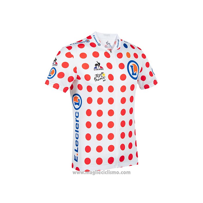 2021 Abbigliamento Ciclismo Tour de France Rosso Bianco Manica Corta e Salopette